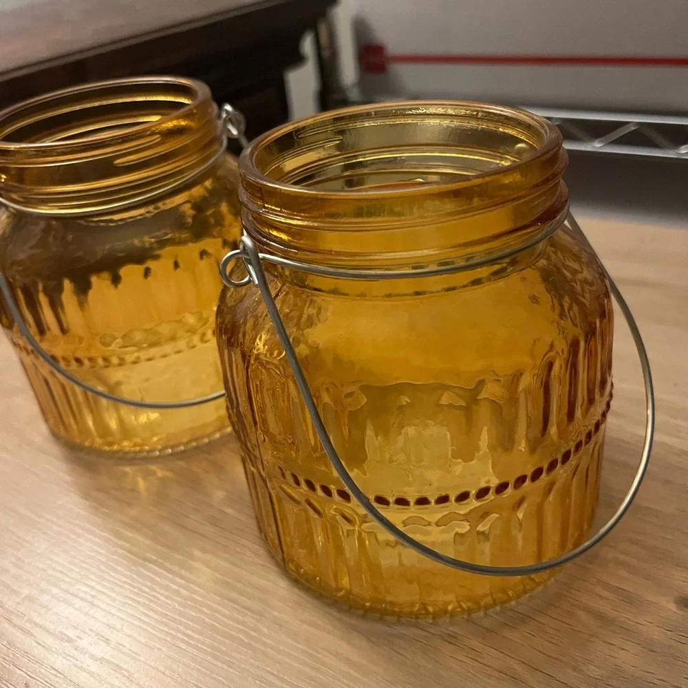 Yellow~Lantern Style ~Jar~ Pillar Candle Holder ~Fall/Autumn